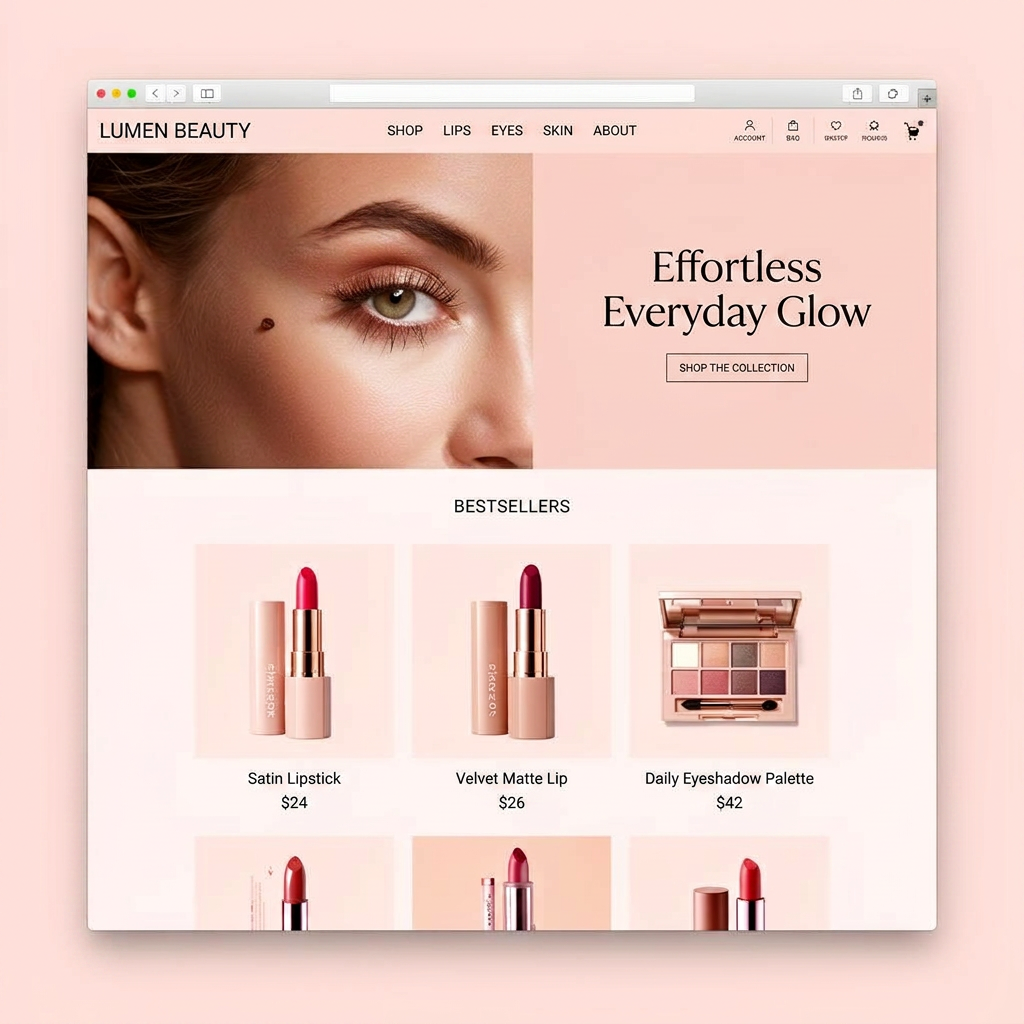 Luxury cosmetics storefront — website built by SoCal Booking