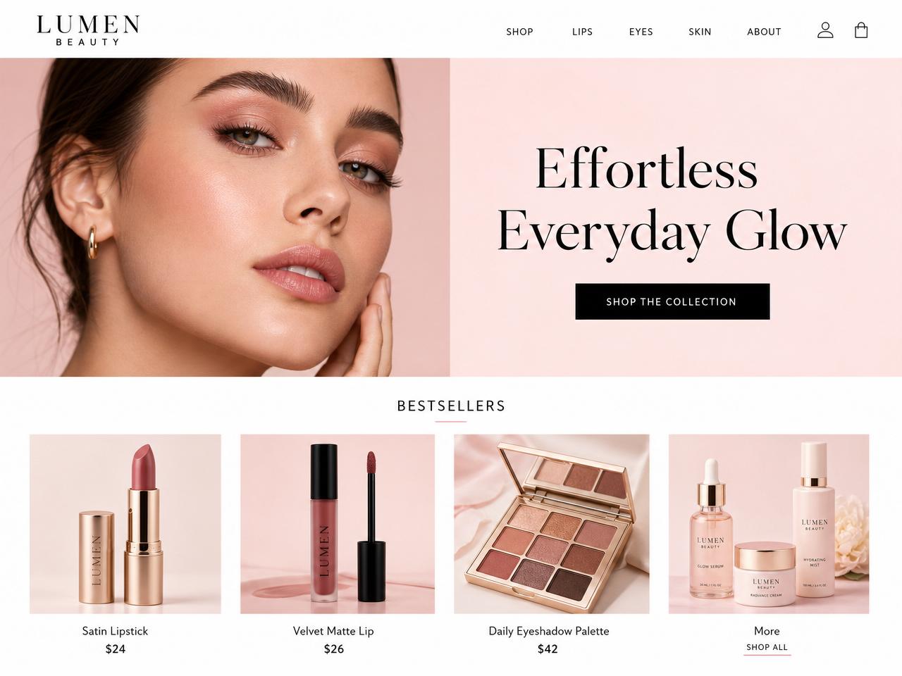 Luxury cosmetics storefront — website built by SoCal Booking