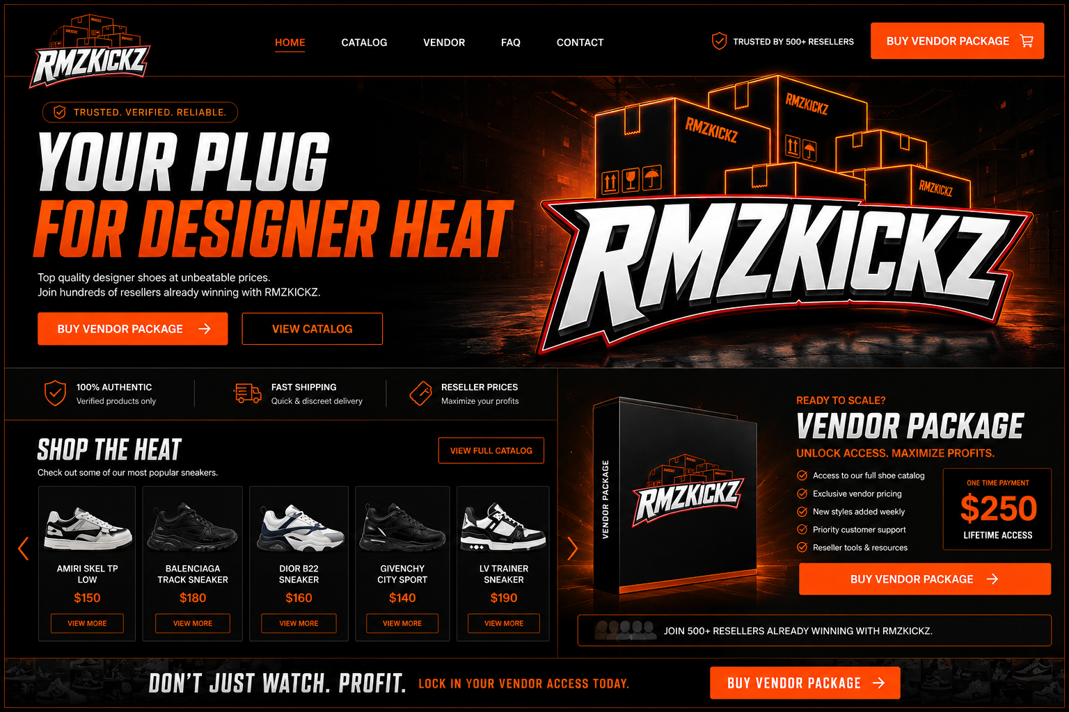 Streetwear reselling storefront — website built by SoCal Booking